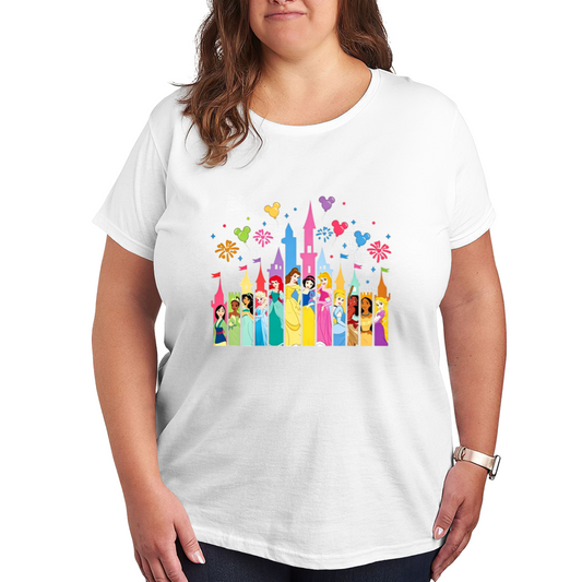 Magical Disney Princess Castle Fireworks Plus Size Women T-Shirt