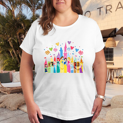 Magical Disney Princess Castle Fireworks Plus Size Women T-Shirt