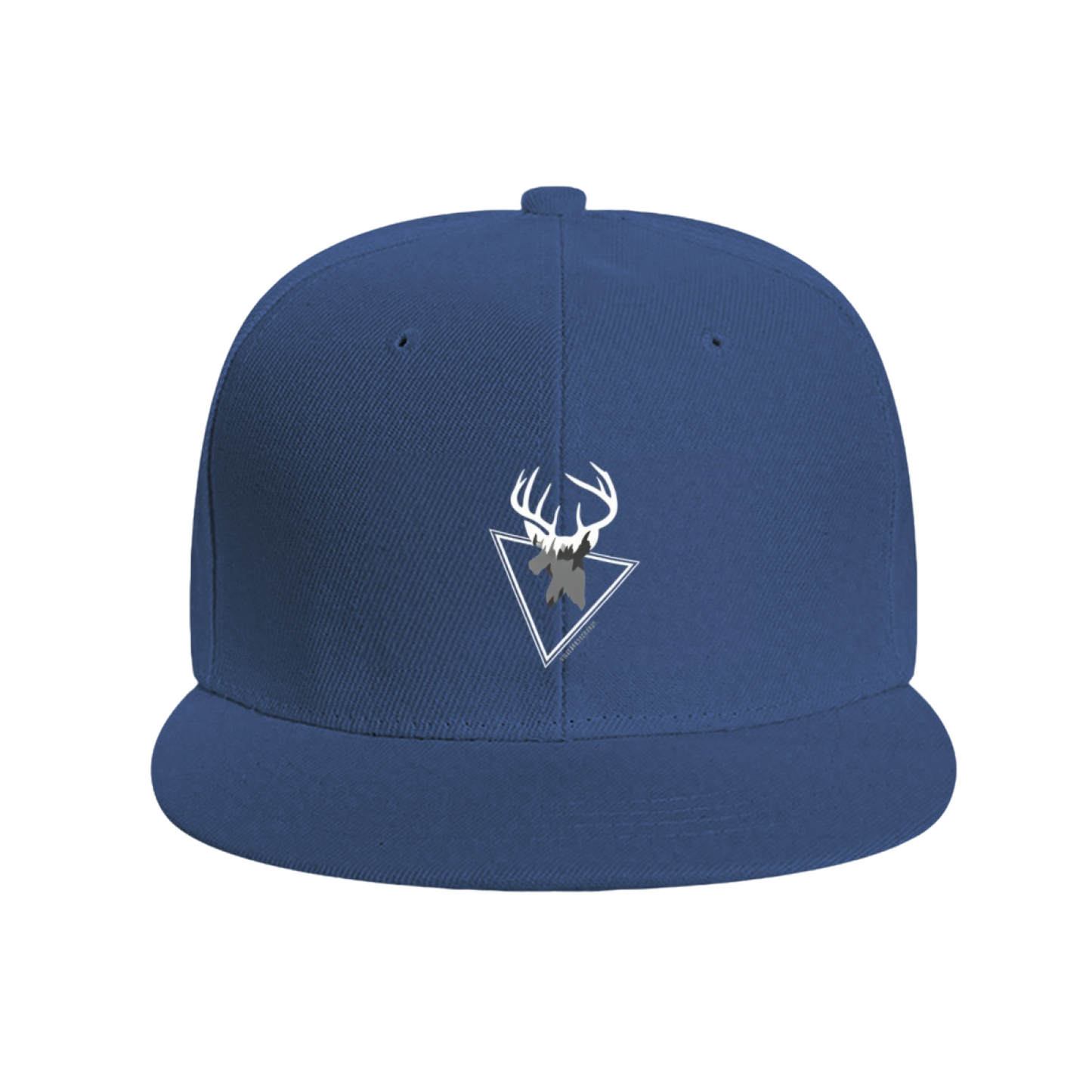 Wild Deer Triangle Graphic Blue Flat Brim Snapback Sun Hat