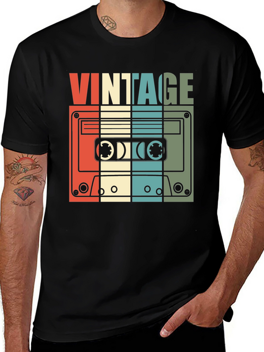 Vintage Cassette Tape Graphic T-Shirt Retro Music Tee