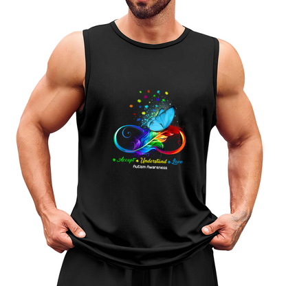 Rainbow Feather Butterfly Autism Awareness Acceptance Tank