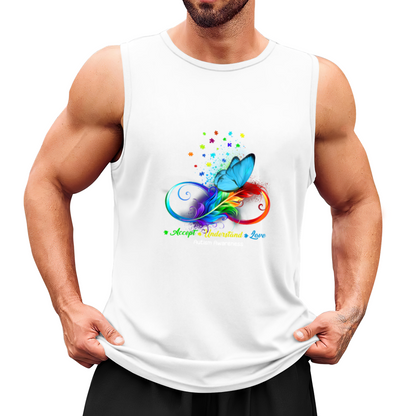 Rainbow Feather Butterfly Autism Awareness Acceptance Tank