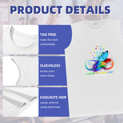 Rainbow Feather Butterfly Autism Awareness Acceptance Tank