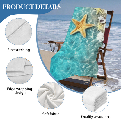 Fresh Starfish Shell Ocean Beach Towel, Skin-Friendly Soft Texture, Comfortable and Strong Water Absorption