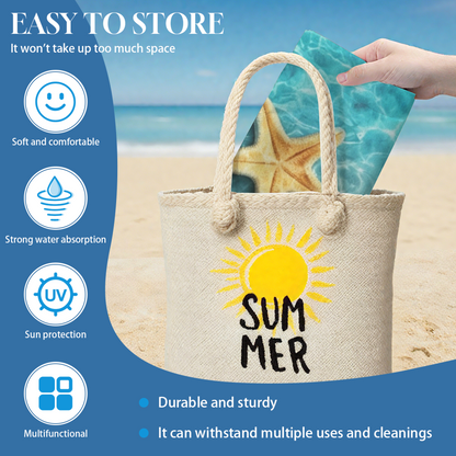 Fresh Starfish Shell Ocean Beach Towel, Skin-Friendly Soft Texture, Comfortable and Strong Water Absorption