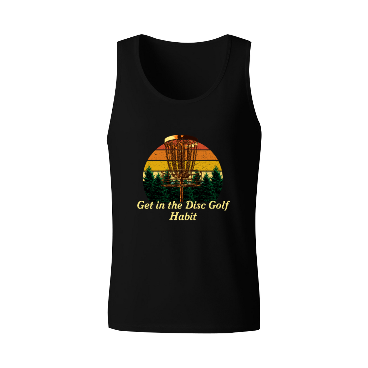 Vintage Sunset Disc Golf Basket Outdoor Sport Men Tank