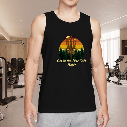Vintage Sunset Disc Golf Basket Outdoor Sport Men Tank