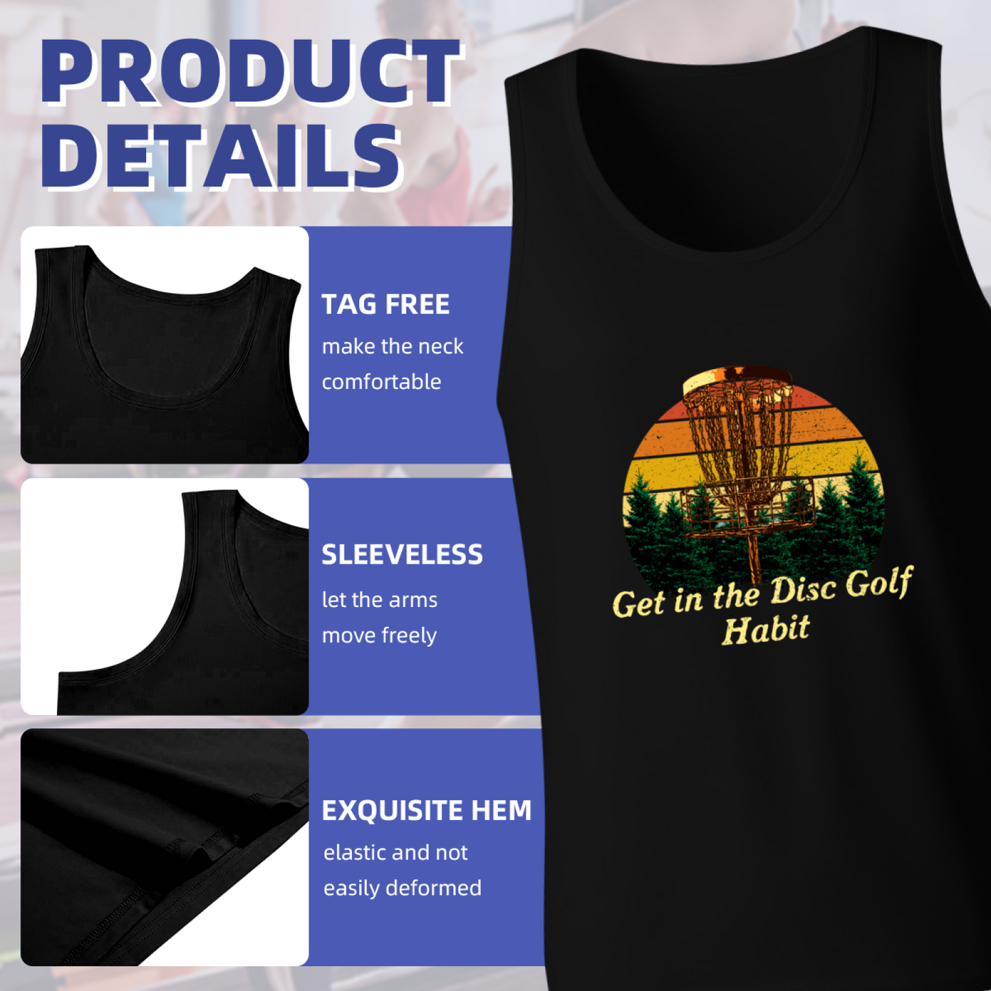 Vintage Sunset Disc Golf Basket Outdoor Sport Men Tank