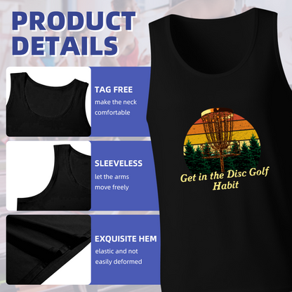 Vintage Sunset Disc Golf Basket Outdoor Sport Men Tank