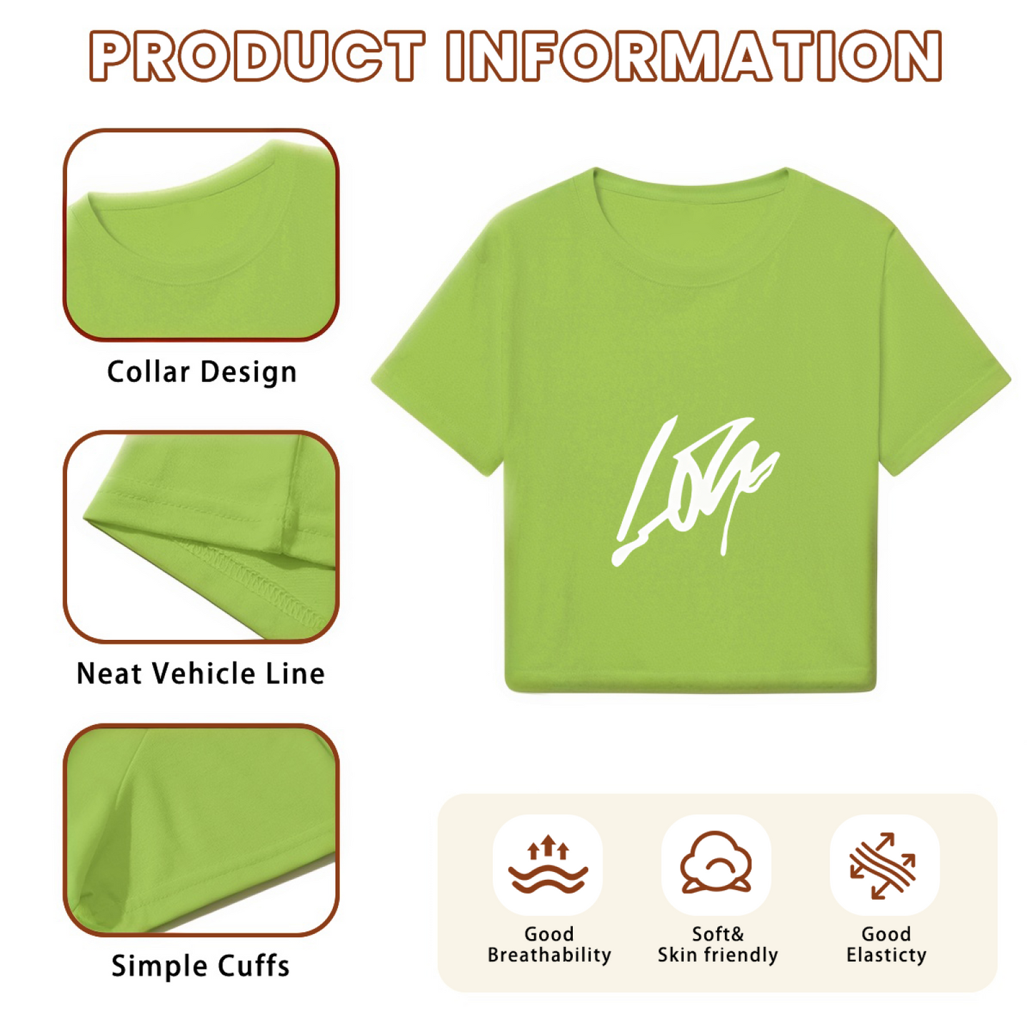 Minimal Lone Signature Fresh Lime Green Crop Top