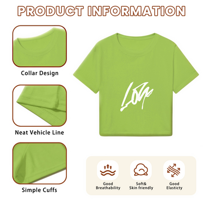 Minimal Lone Signature Fresh Lime Green Crop Top