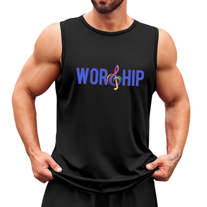 Worship Treble Clef Music Faith Mens Sleeveless Vest