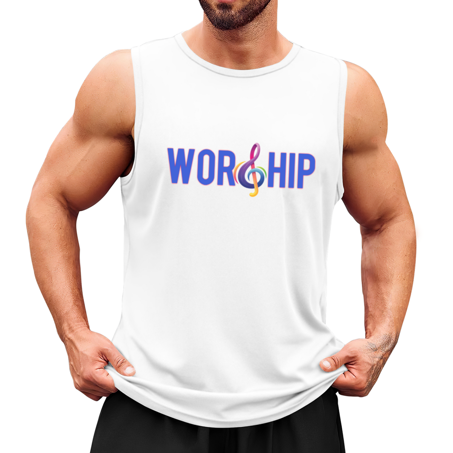 Worship Treble Clef Music Faith Mens Sleeveless Vest