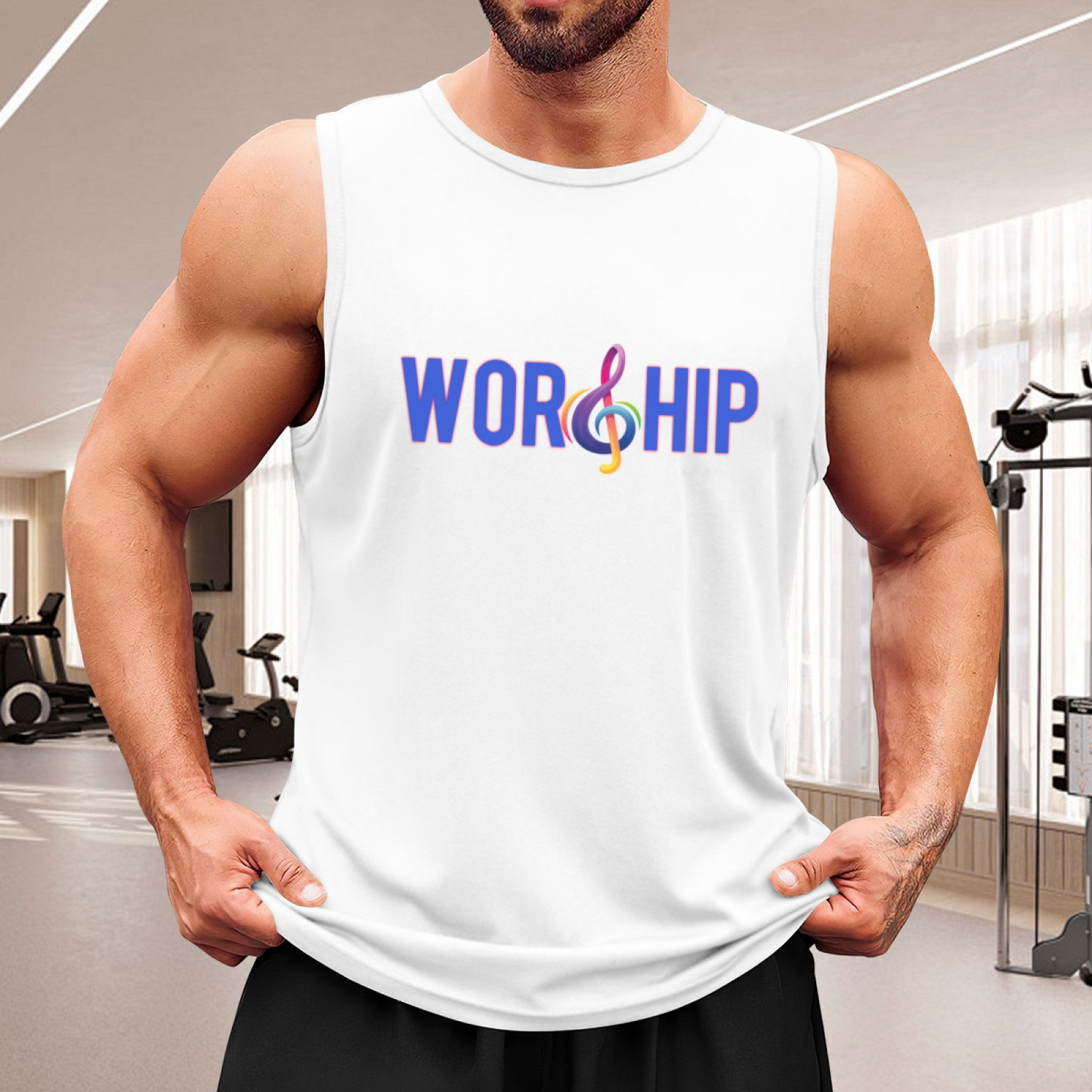 Worship Treble Clef Music Faith Mens Sleeveless Vest