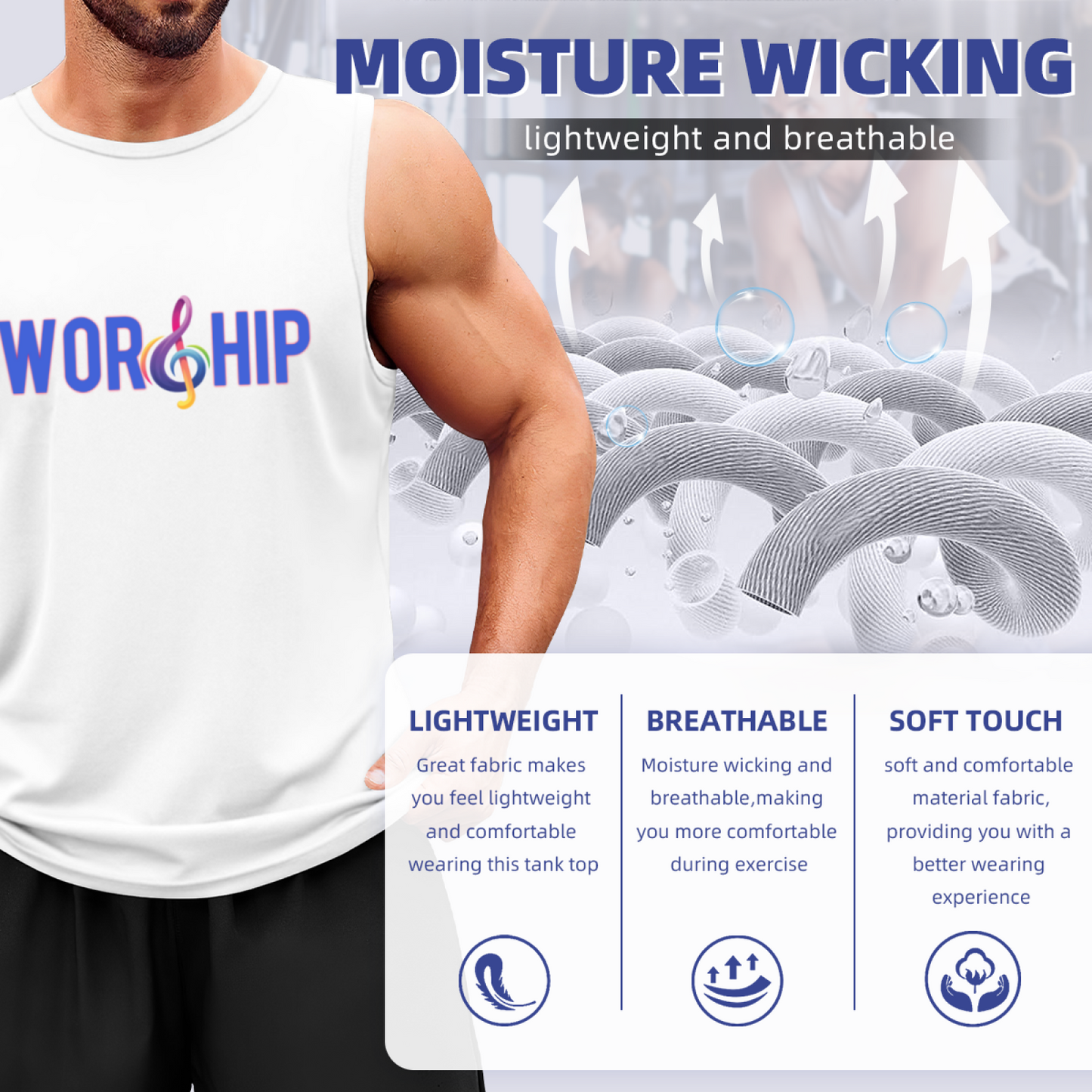 Worship Treble Clef Music Faith Mens Sleeveless Vest