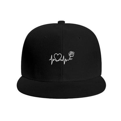 Romantic Heartbeat Rose Line Art Red Love Flat Sun Hat