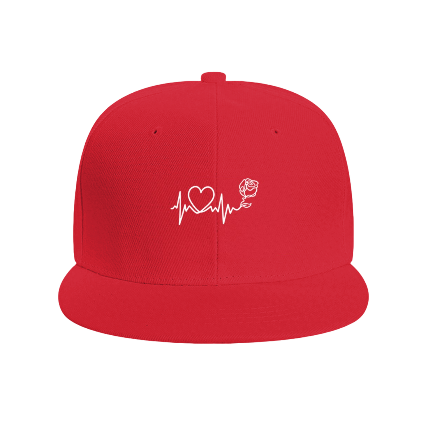 Romantic Heartbeat Rose Line Art Red Love Flat Sun Hat