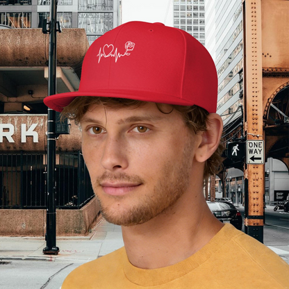 Romantic Heartbeat Rose Line Art Red Love Flat Sun Hat