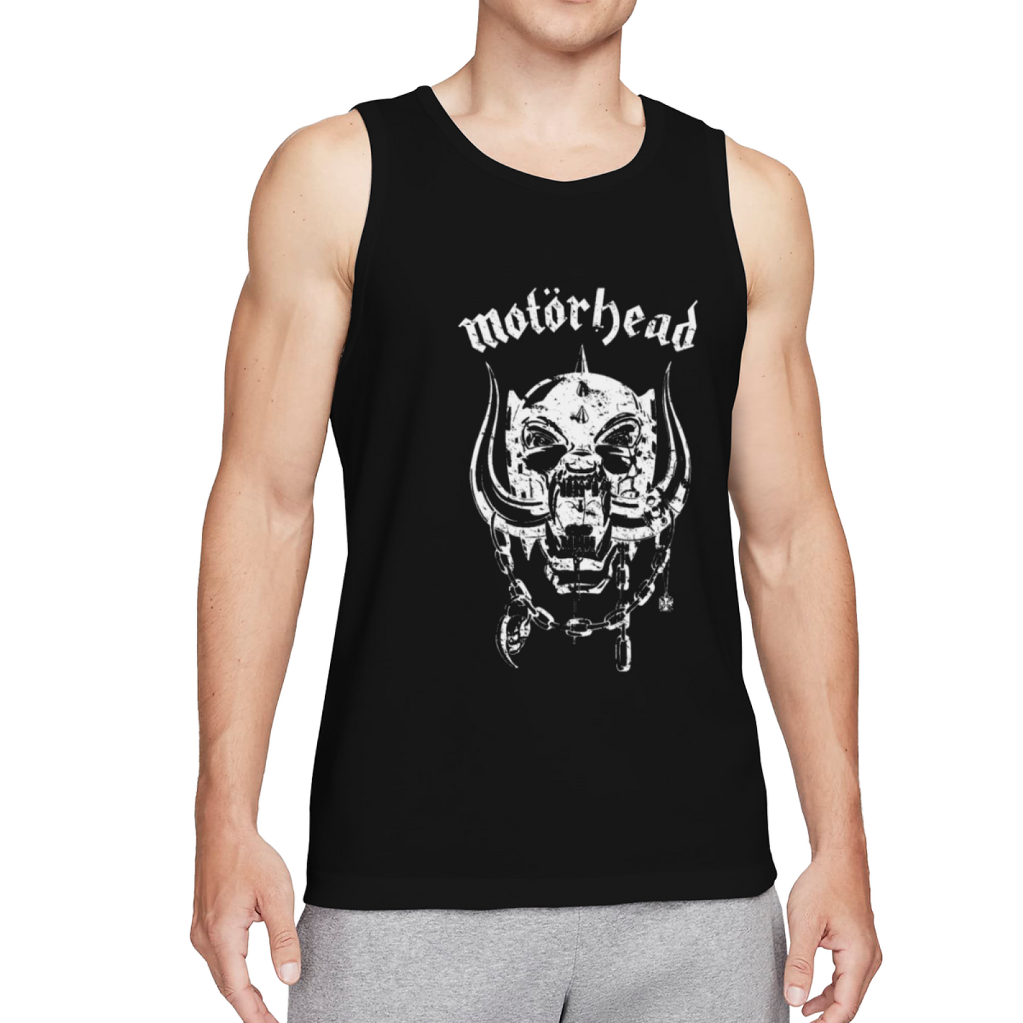 Distressed Motorhead Skull Rock Band Sleeveless Tank