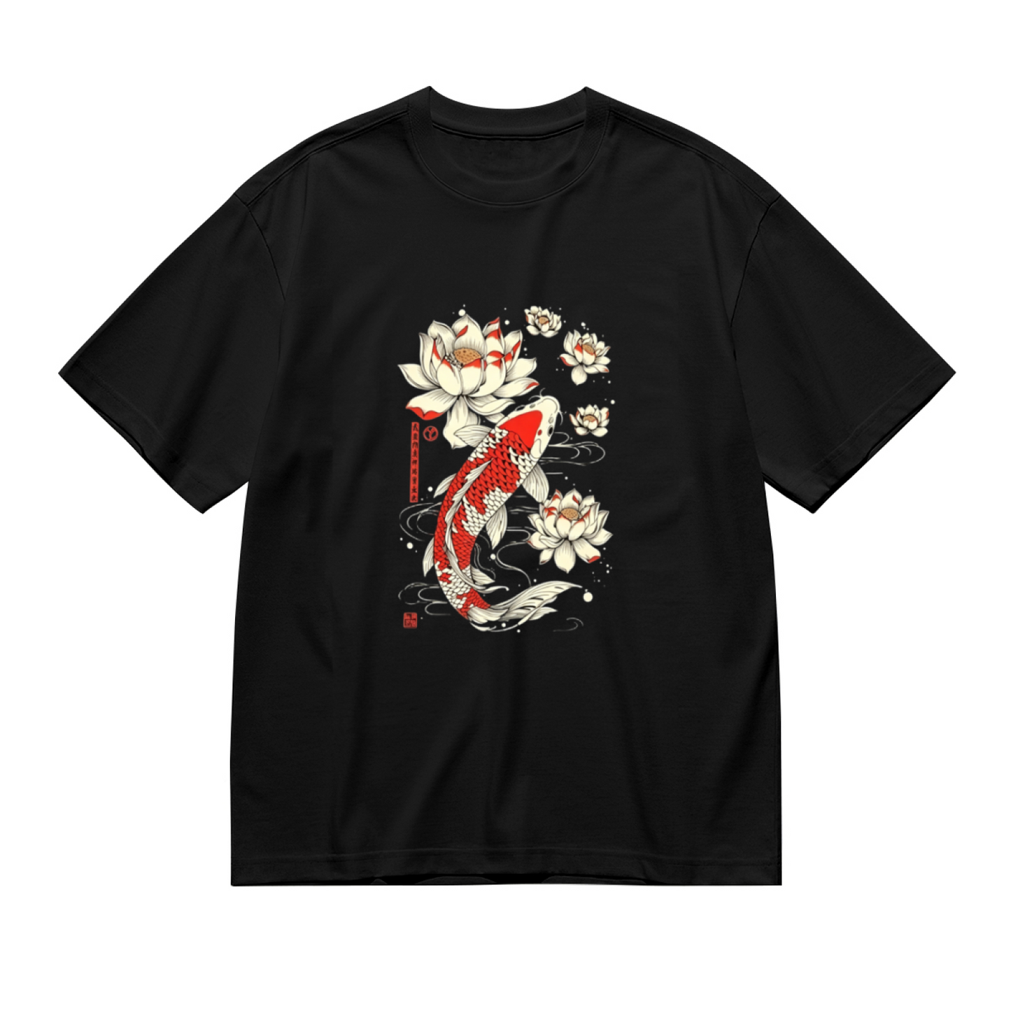 Japanese Ukiyo-e Koi Fish Lotus Oriental Art Plus Size Women Graphic Tee