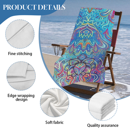 Boho Colorful Lotus Mandala Print Beach Towel, Ultra Soft & Highly Water Absorbent, Multiple Sizes Available for Cozy Beach, Pool & Vacation Use