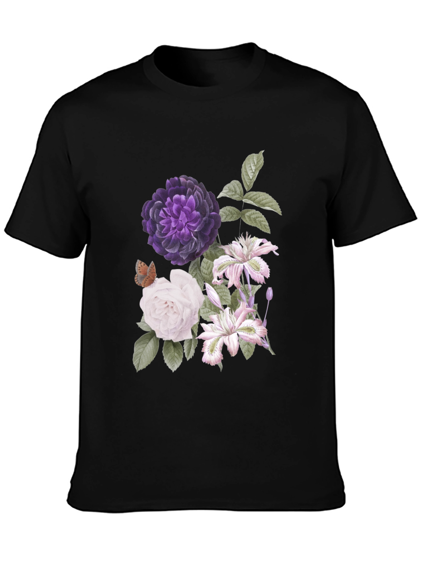Floral Print Black T-Shirt