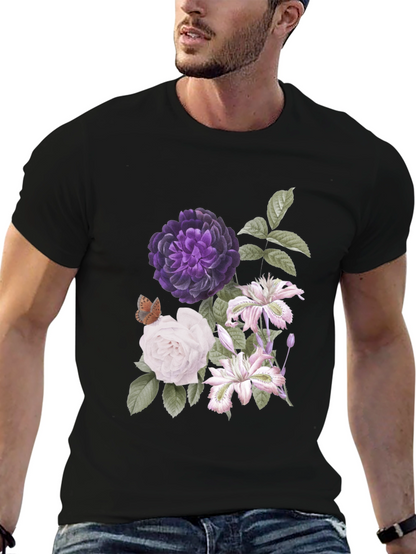Floral Print Black T-Shirt