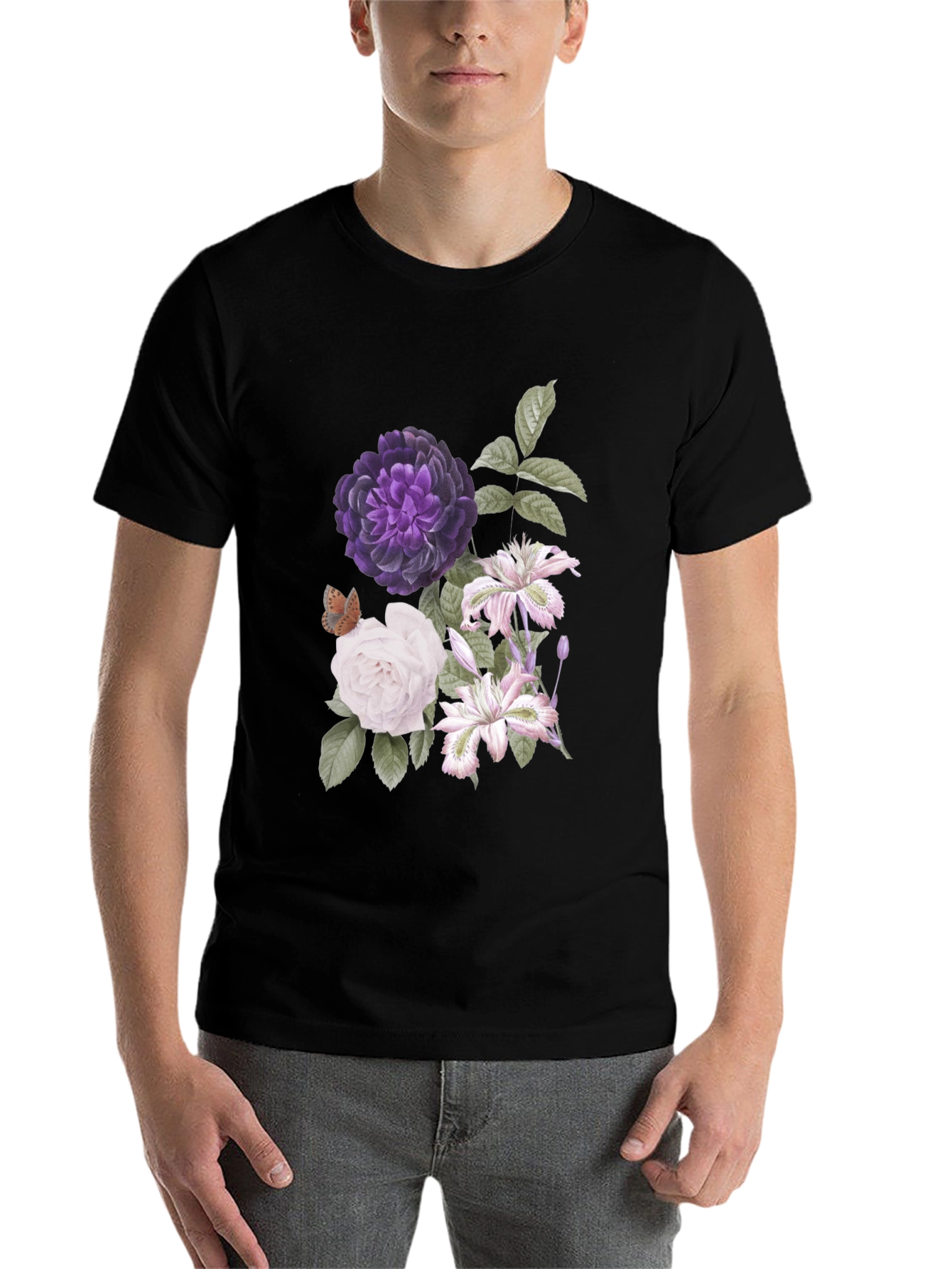 Floral Print Black T-Shirt