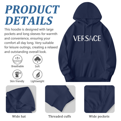 Simple Versace Letter Minimalist Oversized Comfort Hoodie, Unisex Basic Wear