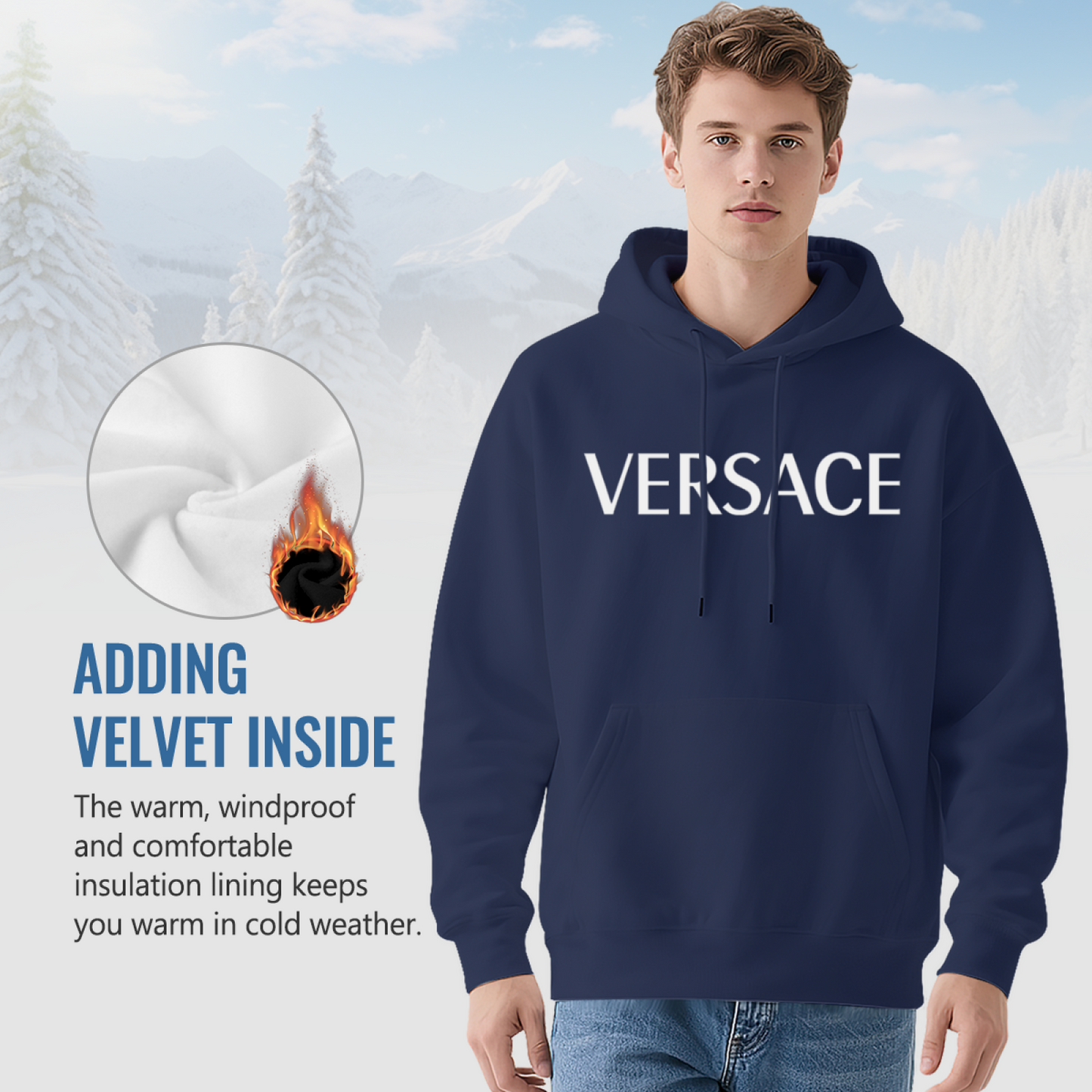 Simple Versace Letter Minimalist Oversized Comfort Hoodie, Unisex Basic Wear