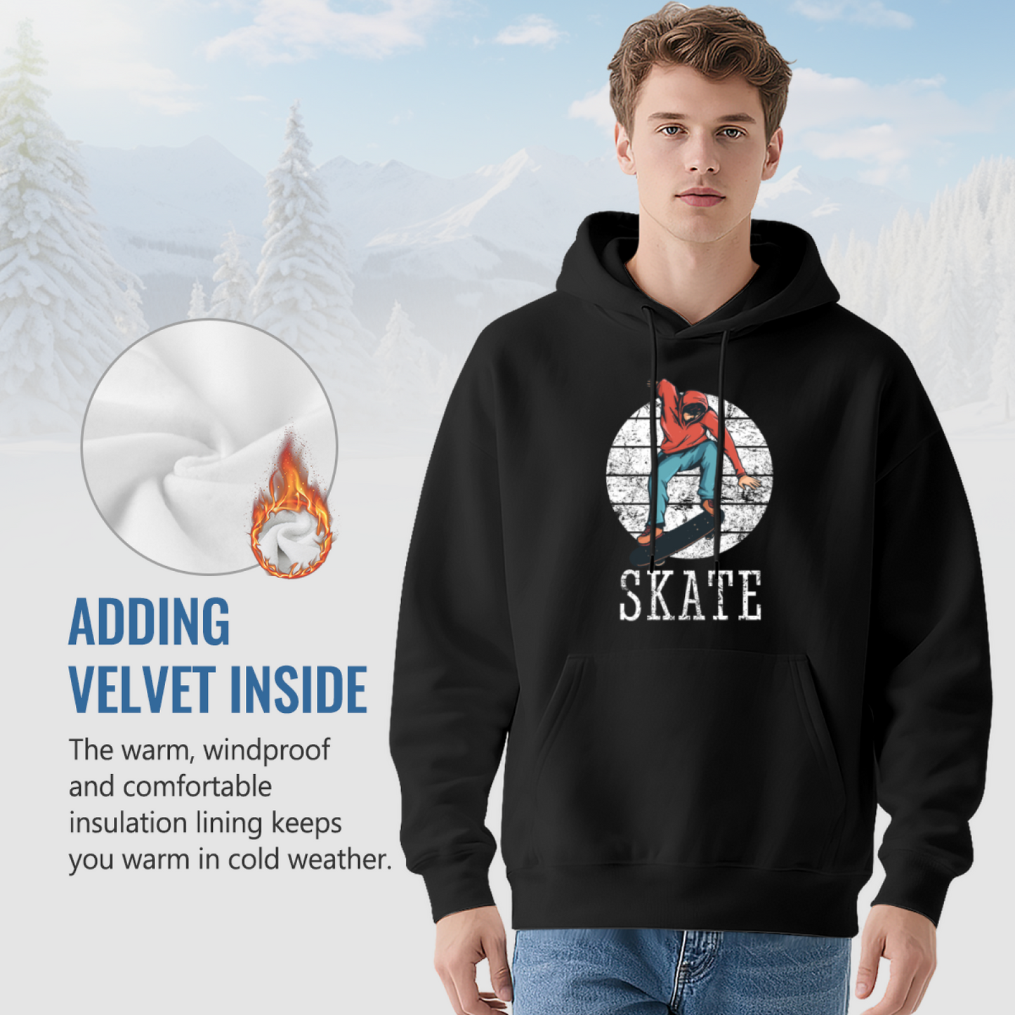 Vintage Skateboard Distressed Hoodie, All Day Soft Comfort