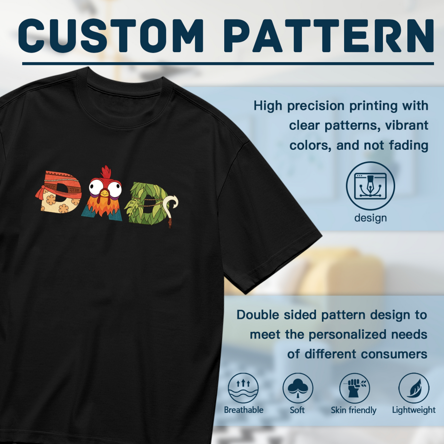 Cute Cartoon Chicken DAD Father¡¯s Day Fun Plus Size Women Printed T-Shirt