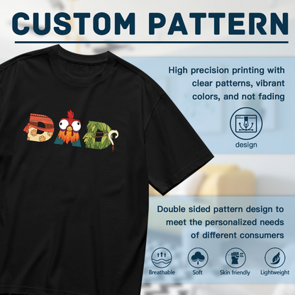 Cute Cartoon Chicken DAD Father¡¯s Day Fun Plus Size Women Printed T-Shirt