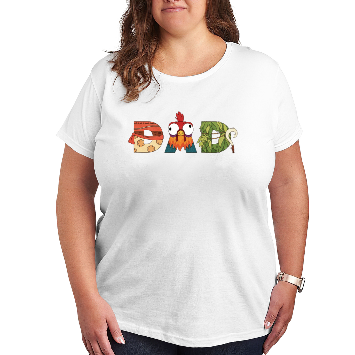 Cute Cartoon Chicken DAD Father¡¯s Day Fun Plus Size Women Printed T-Shirt