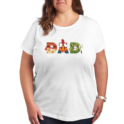 Cute Cartoon Chicken DAD Father¡¯s Day Fun Plus Size Women Printed T-Shirt