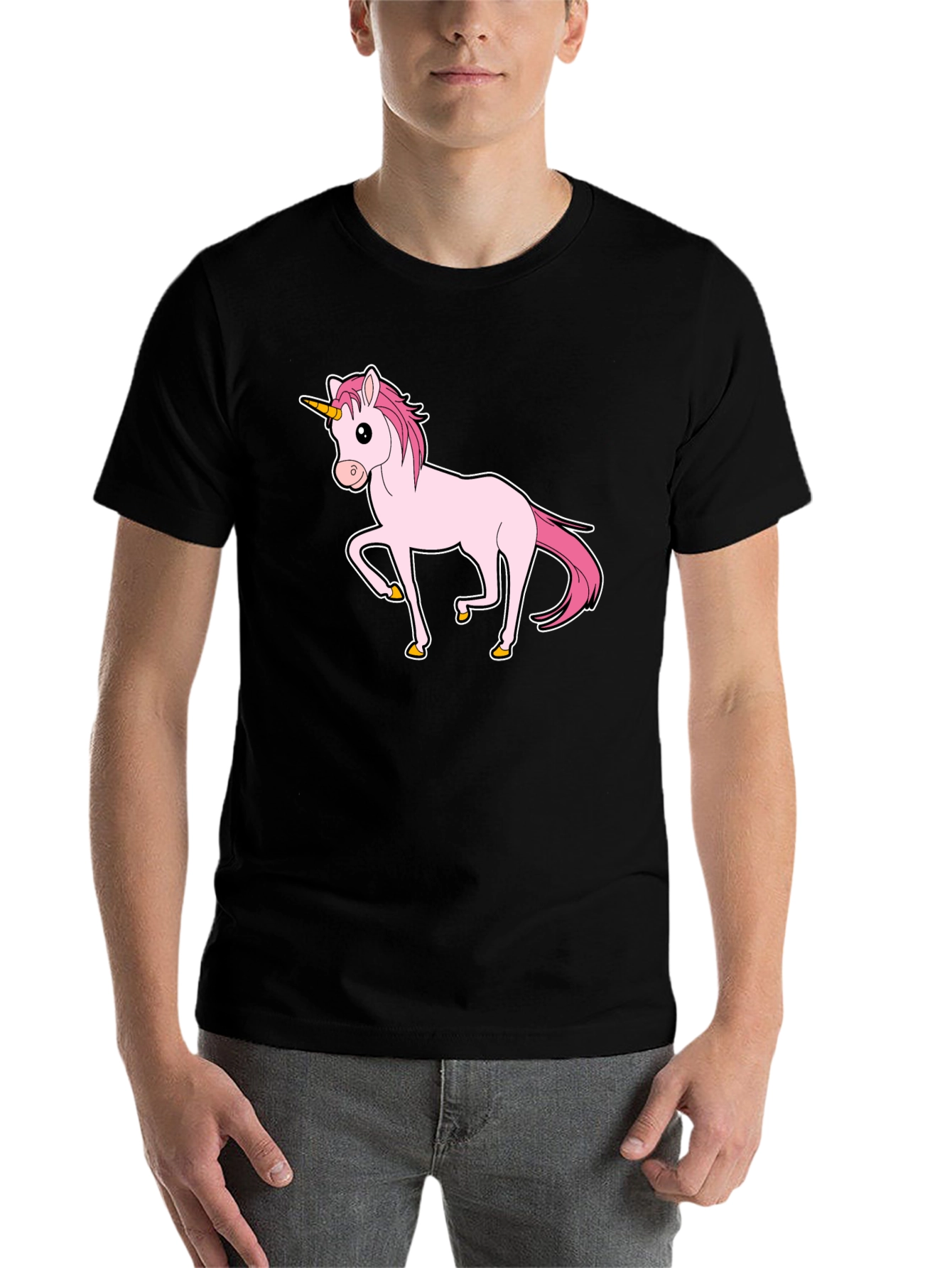 Unicorn Graphic Print T-Shirt - Black