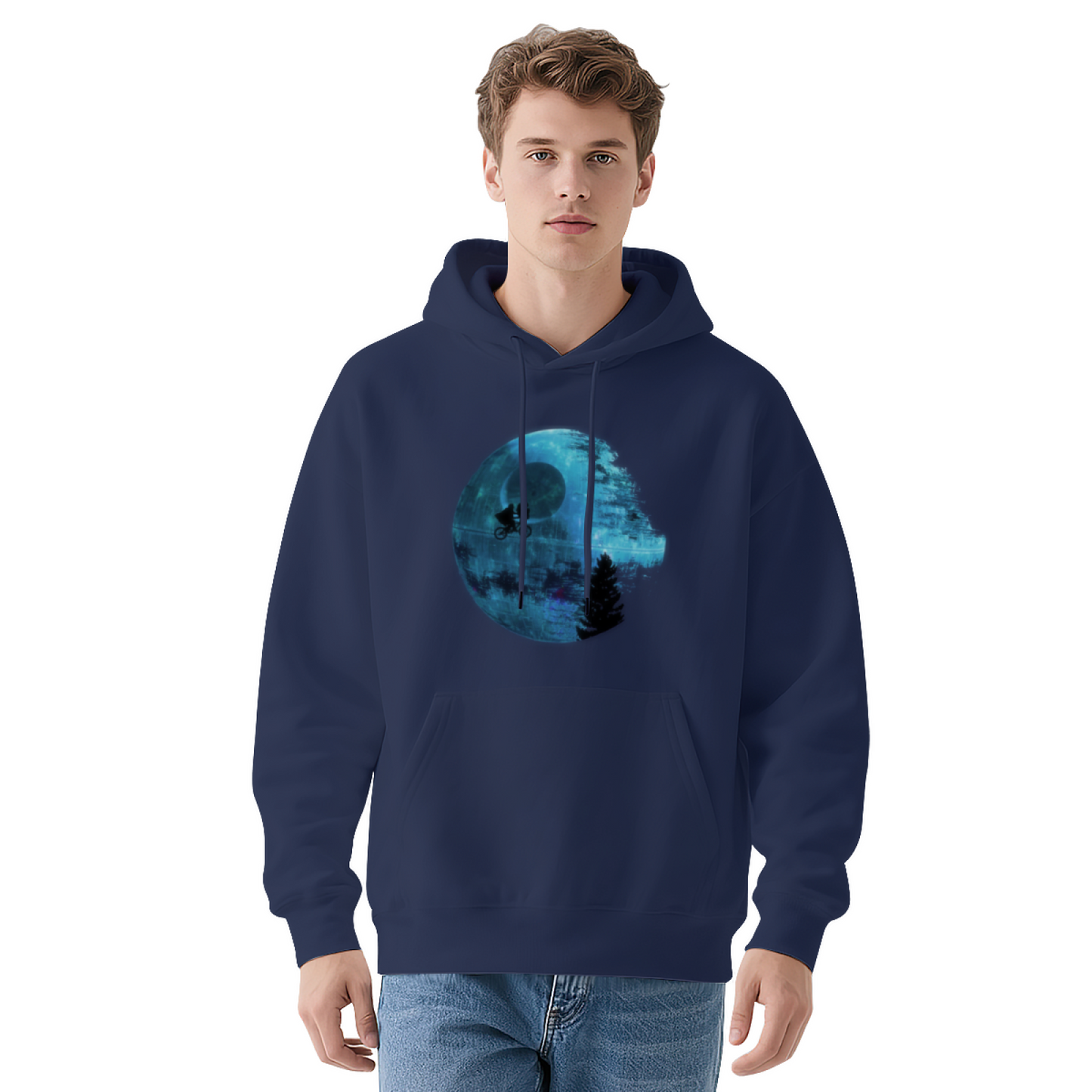 Dark Moon Biker Sci-Fi Black Hoodie, Warm Streetwear