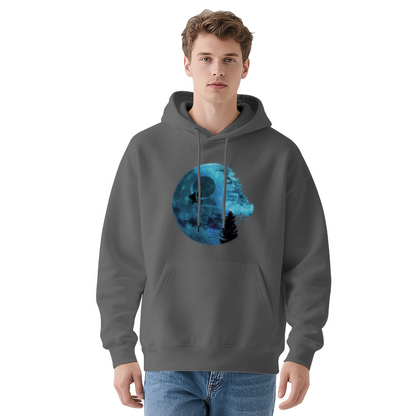 Dark Moon Biker Sci-Fi Black Hoodie, Warm Streetwear