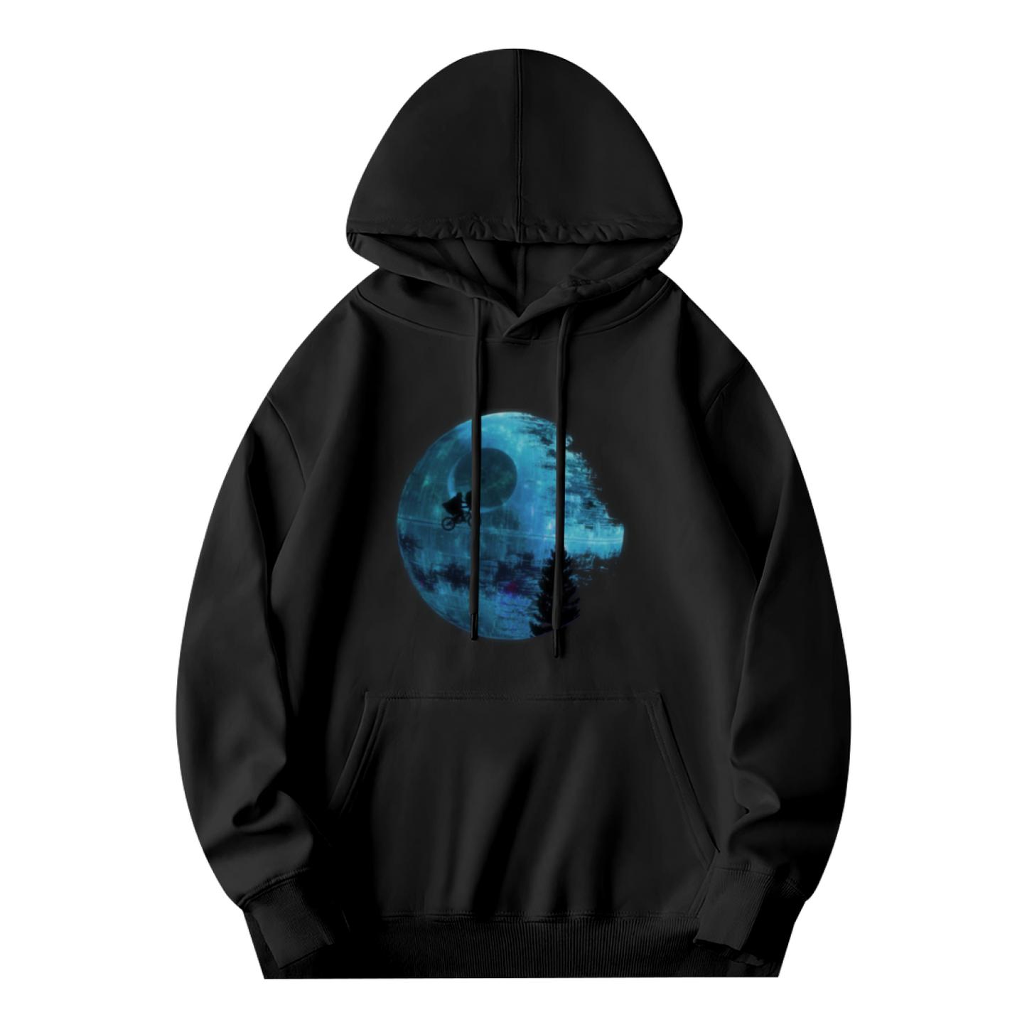 Dark Moon Biker Sci-Fi Black Hoodie, Warm Streetwear