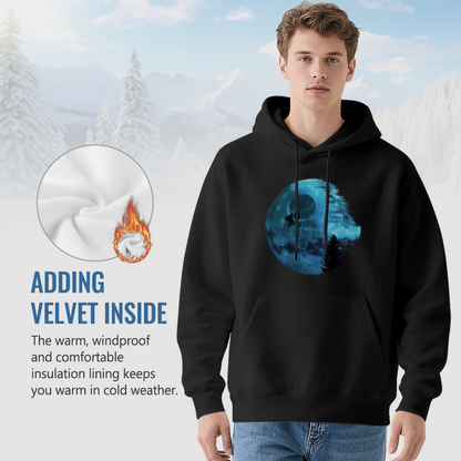 Dark Moon Biker Sci-Fi Black Hoodie, Warm Streetwear