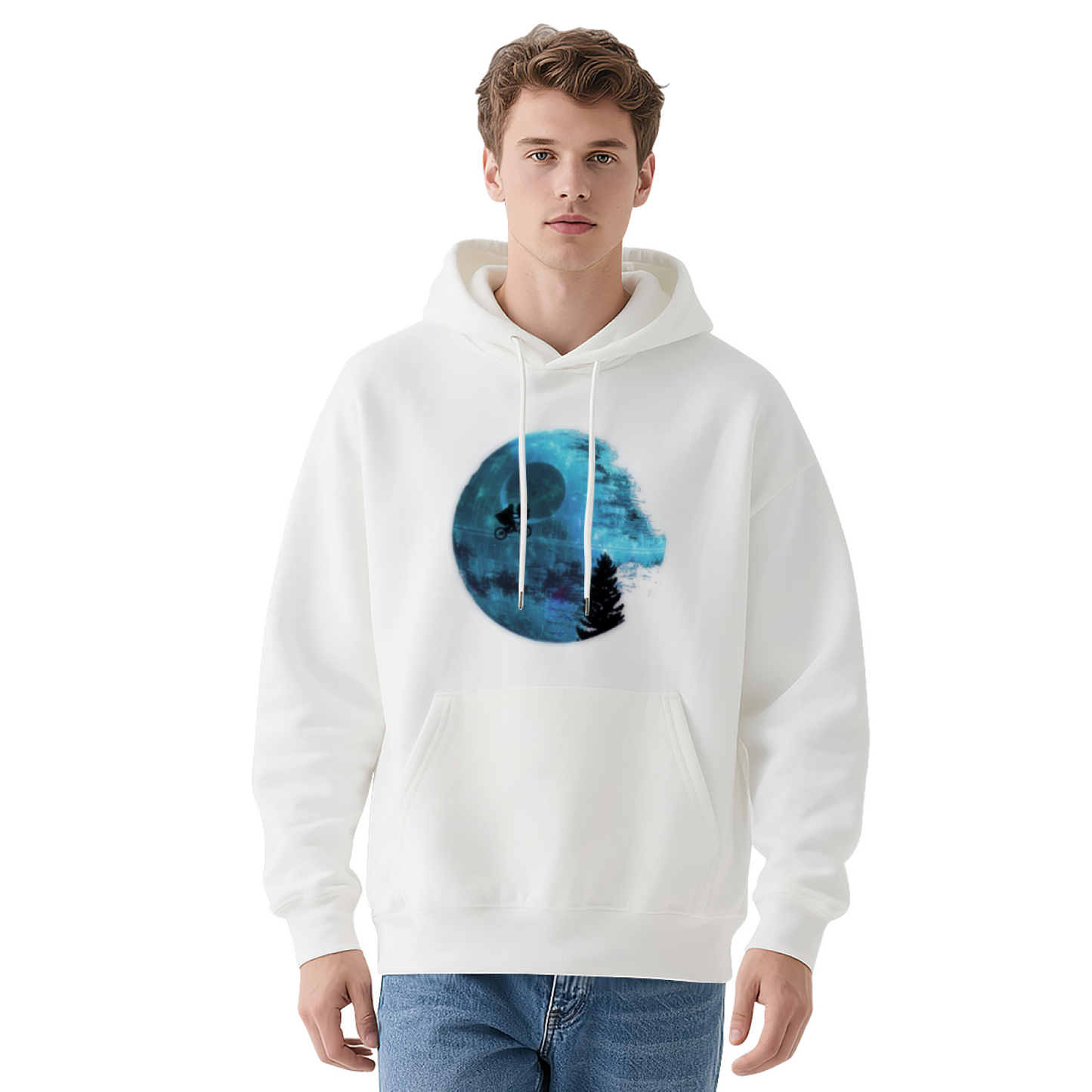 Dark Moon Biker Sci-Fi Black Hoodie, Warm Streetwear