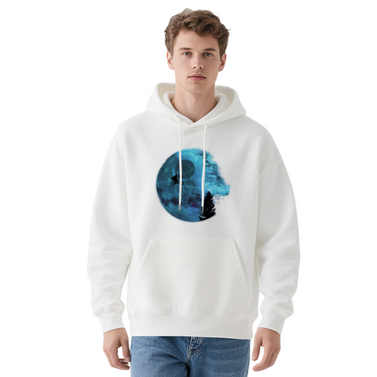 Dark Moon Biker Sci-Fi Black Hoodie, Warm Streetwear