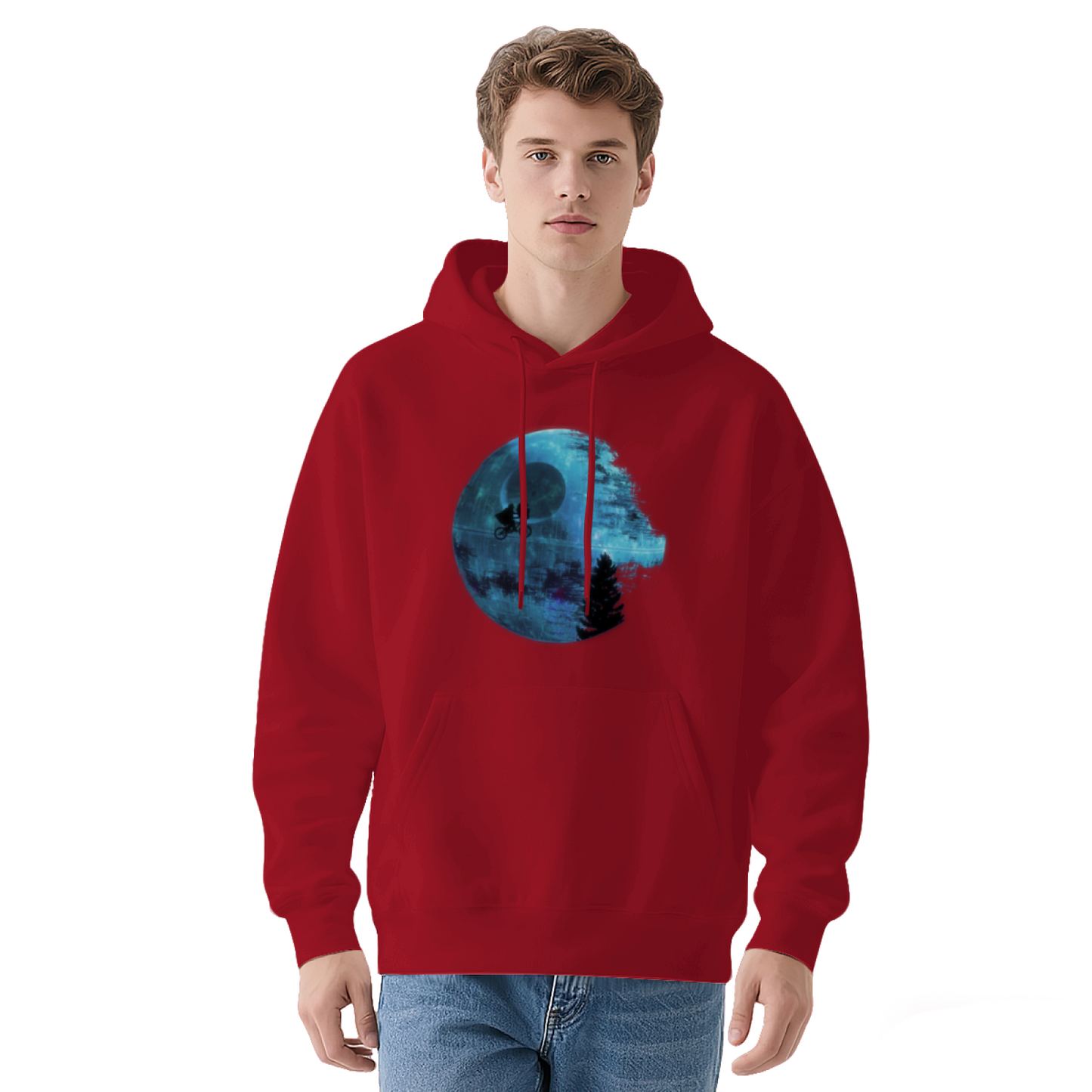 Dark Moon Biker Sci-Fi Black Hoodie, Warm Streetwear