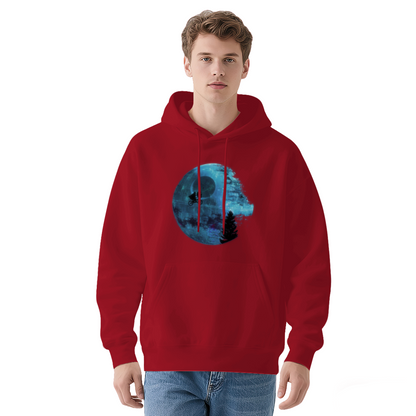 Dark Moon Biker Sci-Fi Black Hoodie, Warm Streetwear
