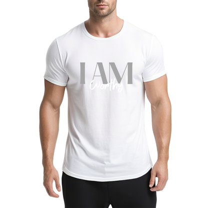 I Am Worthy Positive Affirmation Tee, Soft Inspirational Daily Casual Top For Women