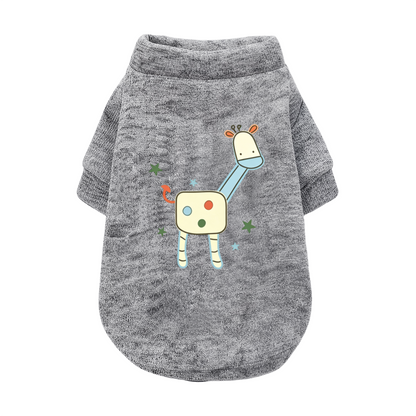 Cartoon Giraffe Star Cute Soft White Pet Casual Cardigan Sweater