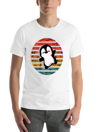 Retro Penguin T-Shirt - Sunset Graphic Tee