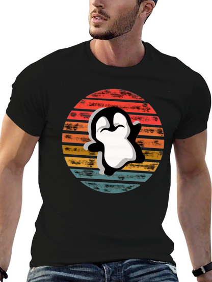 Retro Penguin T-Shirt - Sunset Graphic Tee
