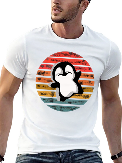 Retro Penguin T-Shirt - Sunset Graphic Tee