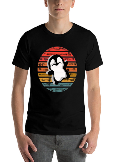 Retro Penguin T-Shirt - Sunset Graphic Tee